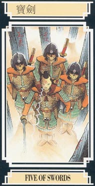 Five of Swords in the deck Golden Dragon Tarot