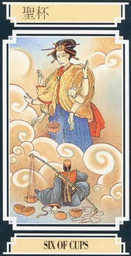 Six of Cups in the deck Golden Dragon Tarot