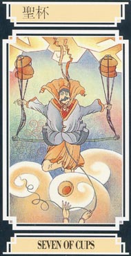 Seven of Cups in the deck Golden Dragon Tarot