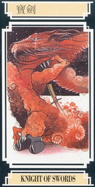 Knight of Swords in the deck Golden Dragon Tarot