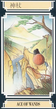 Ace of Wands in the deck Golden Dragon Tarot