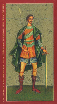 Page of Swords in the deck Golden Tarot of the Tsar