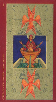 Ace of Cups in the deck Golden Tarot of the Tsar